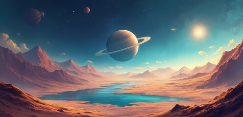 A view of a planet with a lake in the middle of it