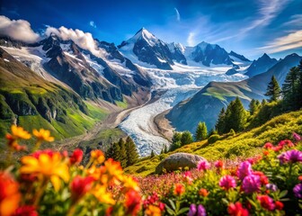 Fototapeta premium Mont Blanc Glacier Chamonix High Depth of Field AI Photo