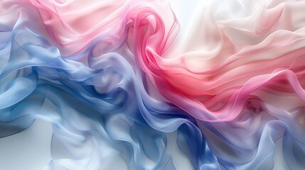 Obraz premium Abstract background of colorful fabric flowing with a gradient of pink, blue and white.