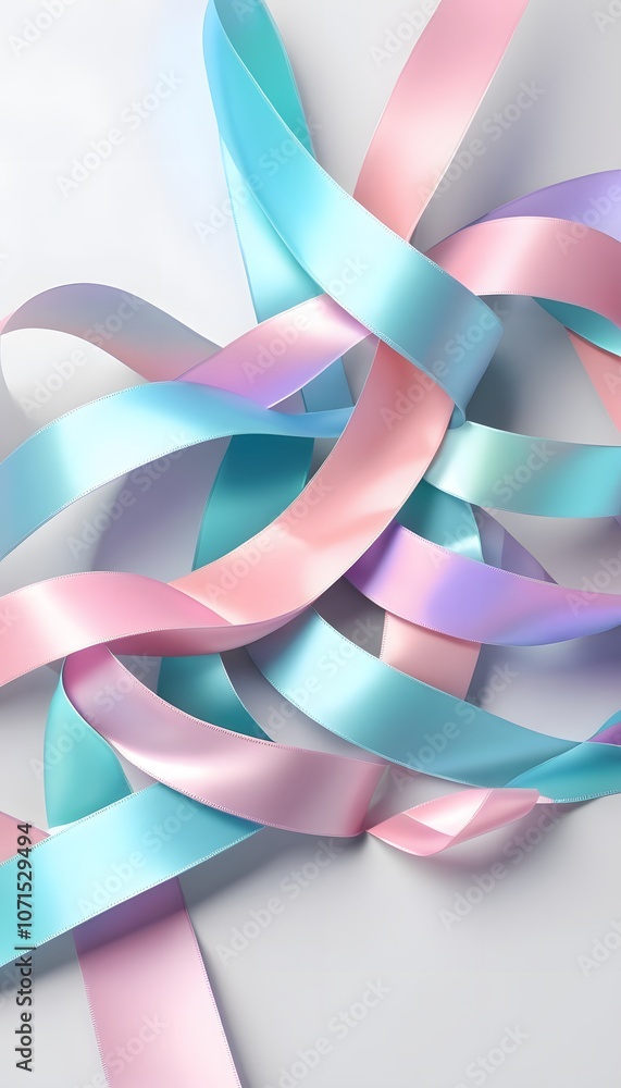 Poster abstract background featuring holographic ribbons in pastel colors ideal for creative projects and g