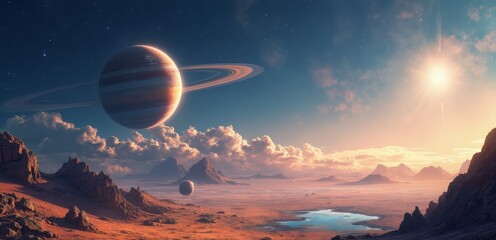  An artist's impression of a planet in the sky