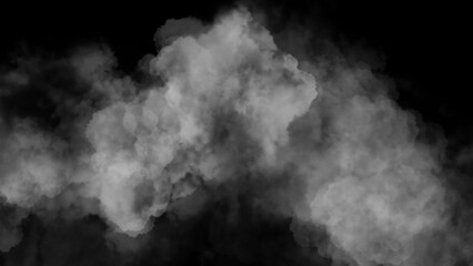 White smoke on black background.