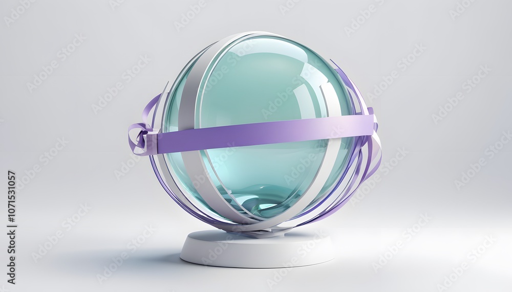 Poster stunning 3d render of an abstract futuristic element featuring a glass sphere and flowing ribbons on