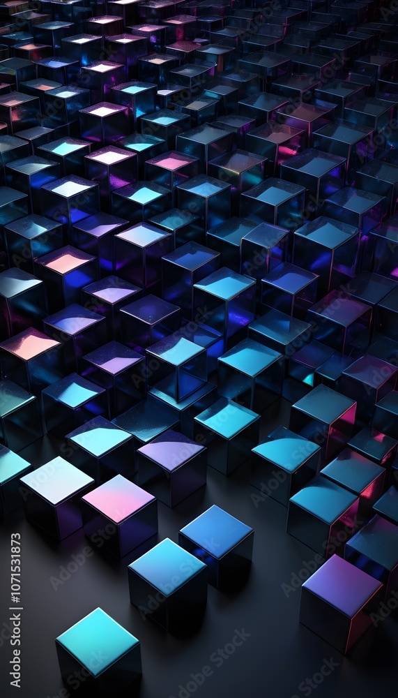 Poster stunning 3d render of colorful glass prisms showcasing a geometric abstraction with a metallic sheen