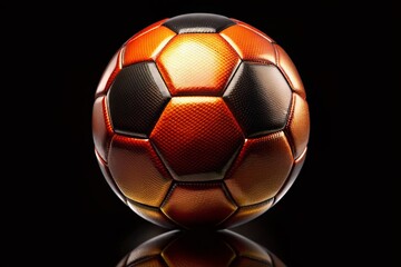 Fototapeta premium Soccer Ball Detail on Black Background - AI Food Photography