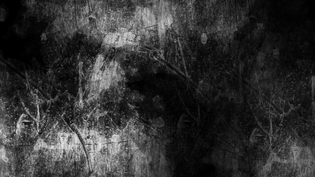 Black and white textured background with scratches.