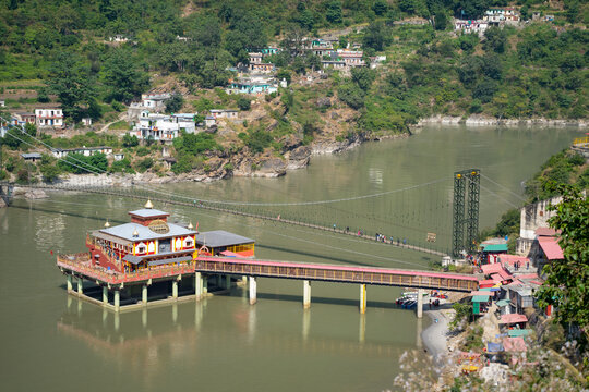 DHARI DEVI TEMPLE IN UTTARAKHAND INDIA, located on the banks of the Alaknanda River in the Garhwal Region of Uttarakhand, India