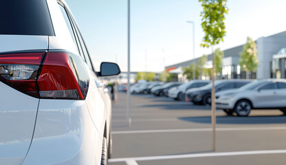 A crowded parking lot at a major retail store on Black Friday, a lot of cars in the parking lot in the shopping mall, Shopping event background
