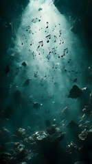 Fototapeta premium Illustration Music Notes Dark Cave Abstract Background