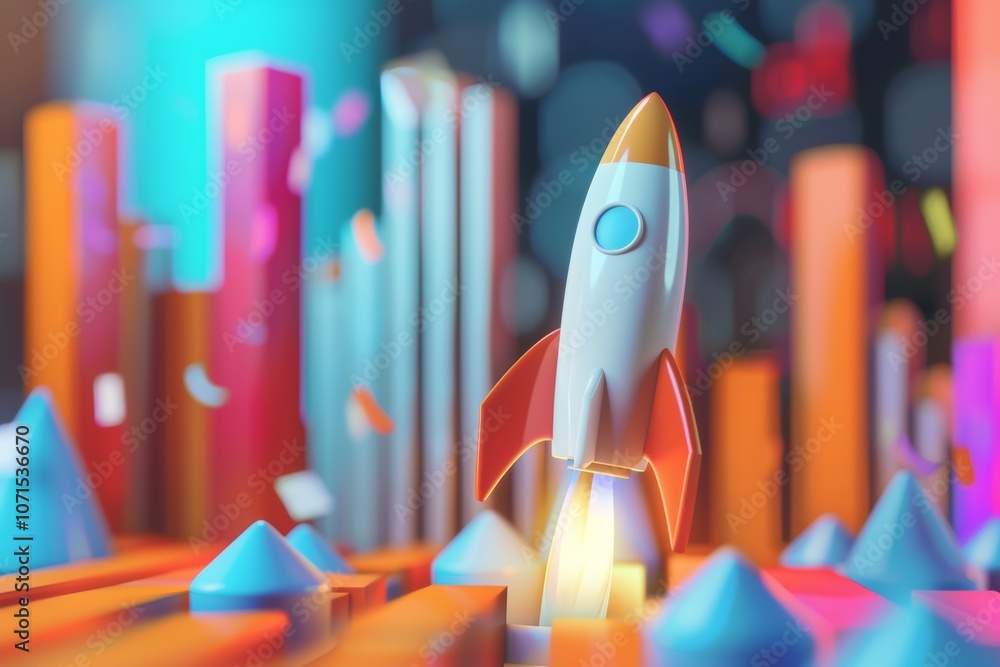 Poster reactive rapid growth of economic indicators. economic and financial growth. rocket growth chart web