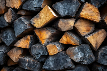 Fototapeta premium Photo Firewood Stack Texture Wood Log Pile Timber