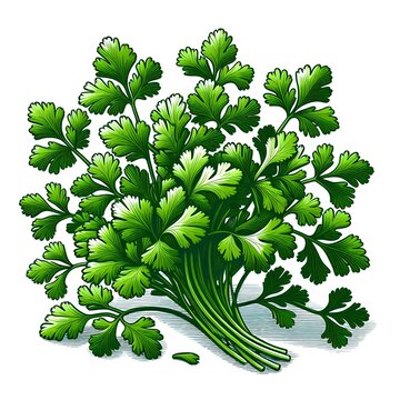 green parsley bunch on white background clip art preview