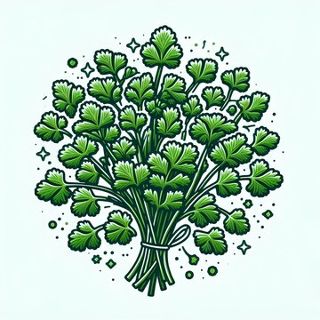 green parsley bunch on white background clip art preview