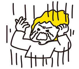 絶望に直面して嘆き、叫んでいる人のイラスト