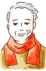 アンニュイな表情をしている白髪のおじさん