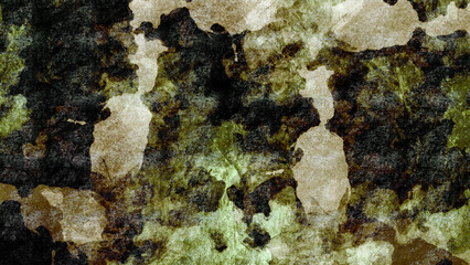 Abstract background, dark and light green, brown, textured.