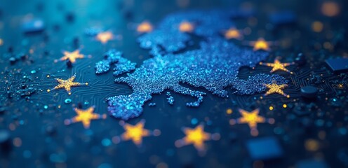 a map of europe on top of a circuit board