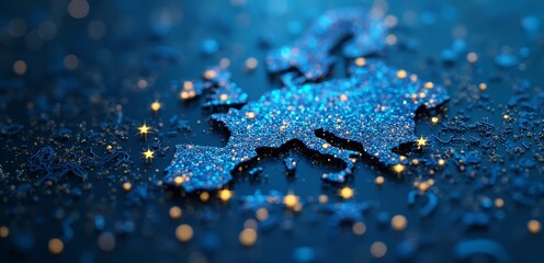 a map of europe on a blue background with stars