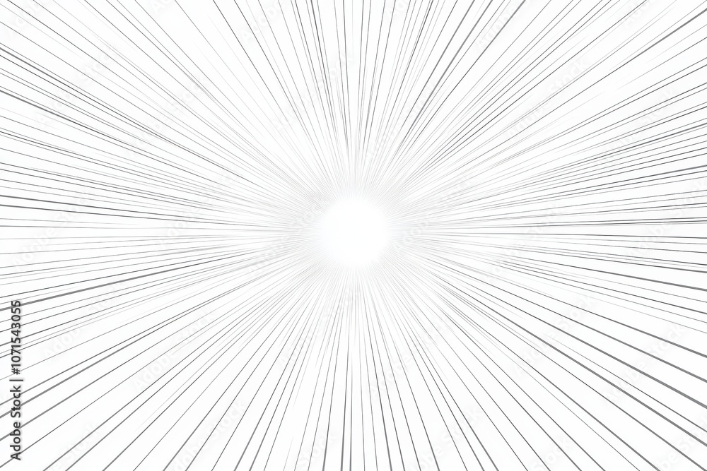 Poster abstract radial lines creating burst effect white background.