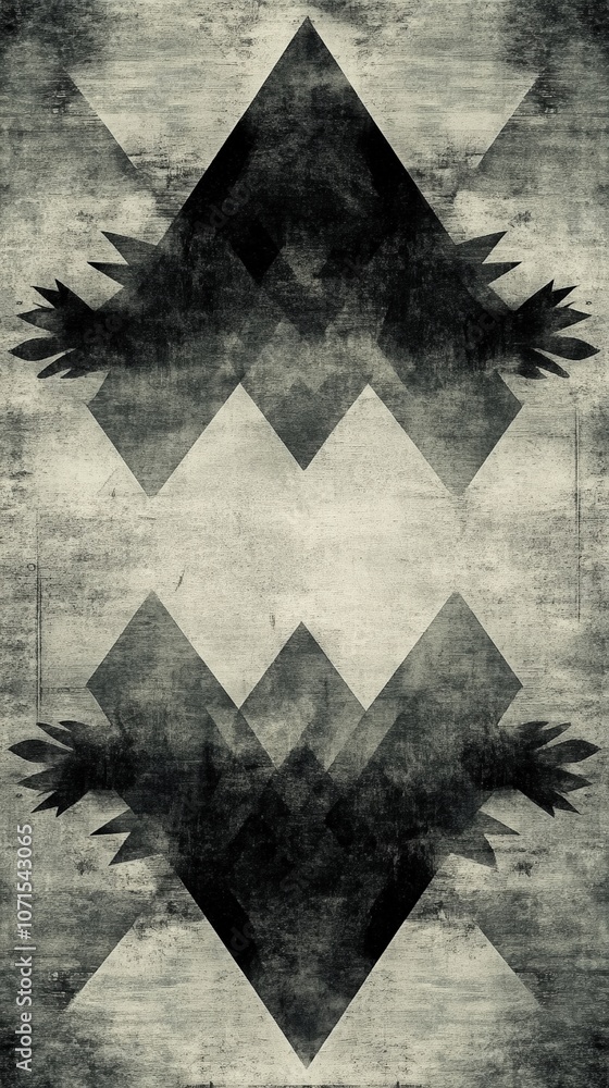 Poster abstract geometric background with dark shapes on a textured surface.
