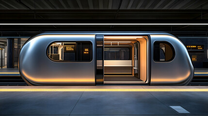 Fototapeta premium 3D Futuristic Subway Train Station Platform Illustration