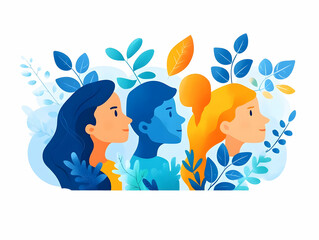 Fototapeta premium Illustration - Community Diversity People Nature Leaves Teamwork