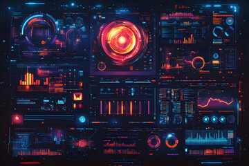 Obraz premium Illustration Futuristic HUD Data Analysis Display Panels