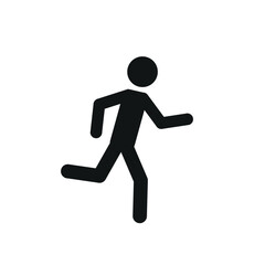 pictogram of a human figure, a stick man running on a transparent background, flat vector illustration