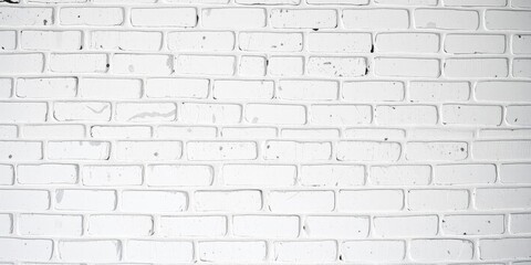 Fototapeta premium White painted aged brick wall with worn and weathered texture, surface, retro