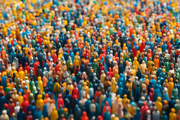 Fototapeta premium Crowd of Colorful Miniature Figurines Illustration