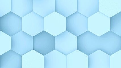 Fototapeta premium Blue hexagons geometric background, minimal honeycomb pattern wallpaper.