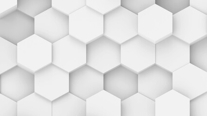 Naklejka premium White hexagons geometric background, minimal honeycomb pattern wallpaper.