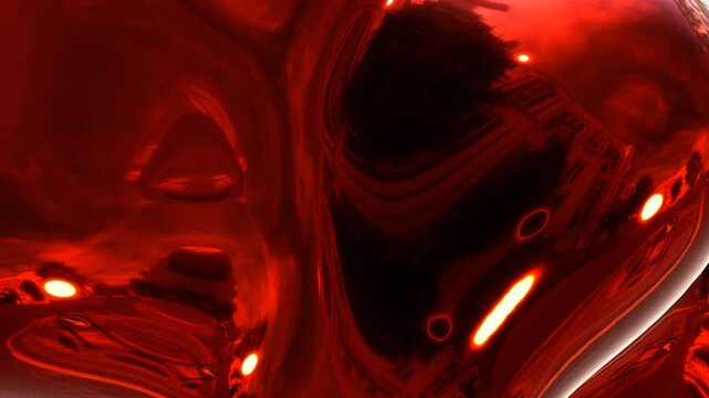 Red shiny background 3d abstract graphics movie animations,  liquid chrome neon colors lustrous texture pattern,  4K  video animation.