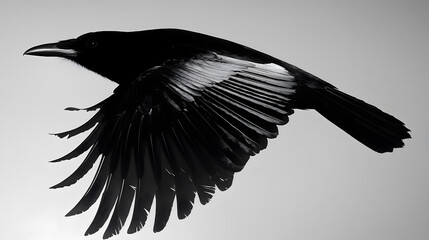 Obraz premium Silhouette of a black bird in flight