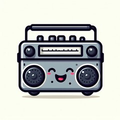 Obraz premium a cute happy boombox cartoon character, funny, smile, white background