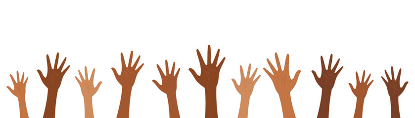 Obraz premium illustration of human hands clenched to fight for diversity, inclusivity and human rights. illustration with transparent background for Black History Month and Black Lives Matter campaign