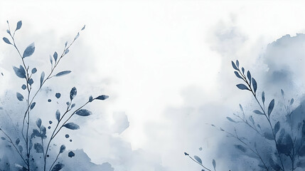 Abstract Background Illustration - Blue Watercolor Floral