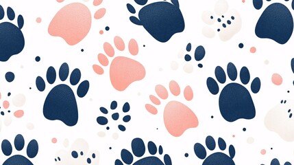 Fototapeta premium Colorful Paw Print Pattern 