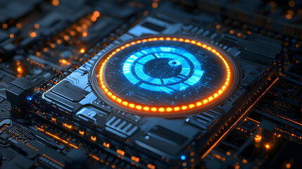 Fototapeta premium 3D Illustration Futuristic Circuit Board Technology Data