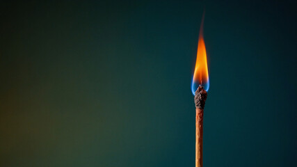 Close-Up of a Lit Matchstick with Vibrant Flame