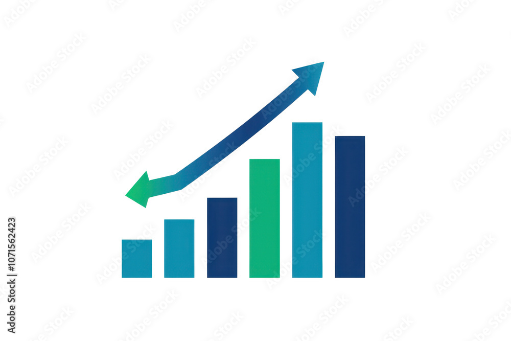 Aufkleber bar graph with ascending columns and upward arrow, symbolizing growth and success. perfect for busin