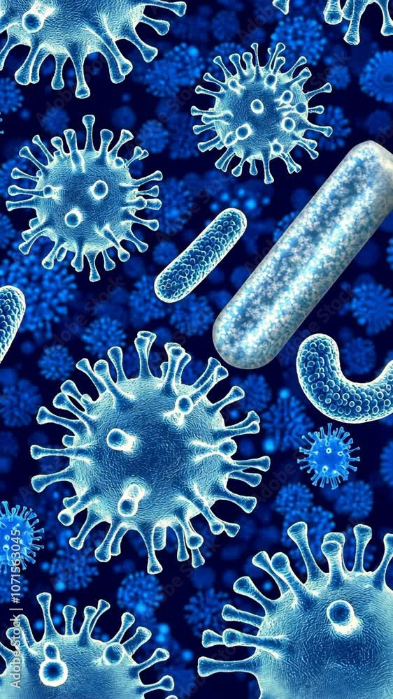 Aufkleber a microscopic image of viruses and bacteria, showing the different shapes and sizes of these pathoge