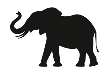 Obraz premium Silhouette of a majestic elephant against a transparent background, showcasing its iconic trunk and tusks in a simple yet striking form.