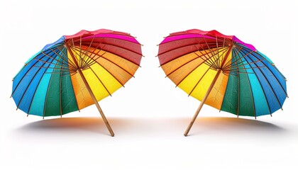 Set of two colorful beach umbrella isolated 