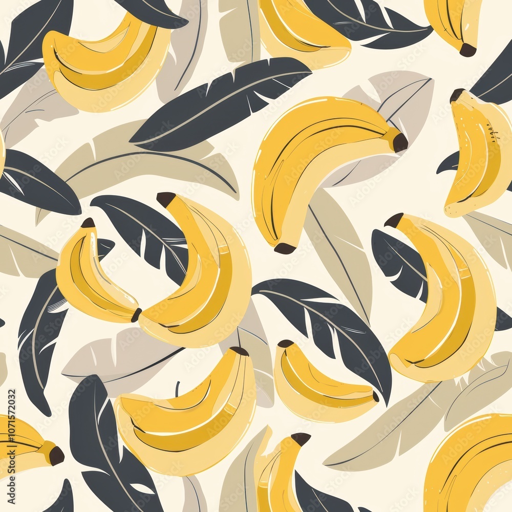 Poster minimal banana pattern for fabric design