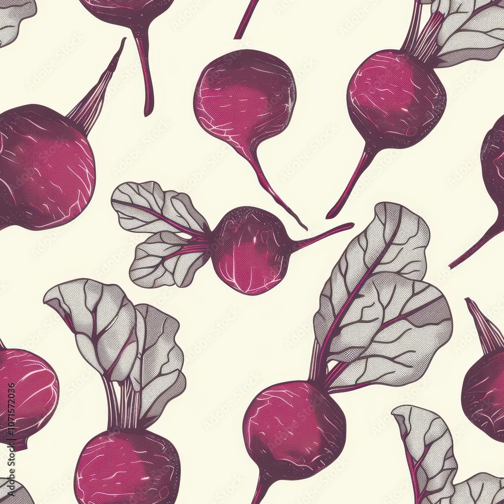 Poster minimal beetroot pattern for fabric design