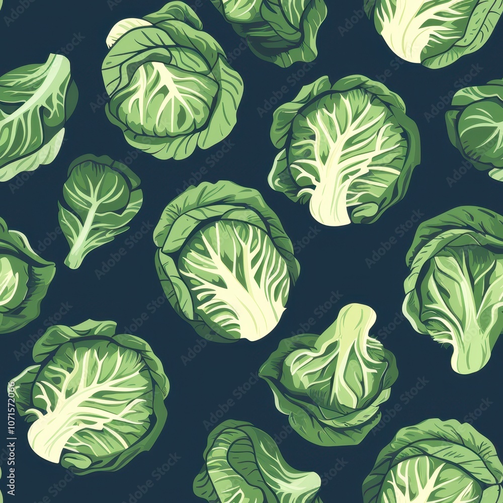 Poster minimal cabbage seamless pattern for fabric design