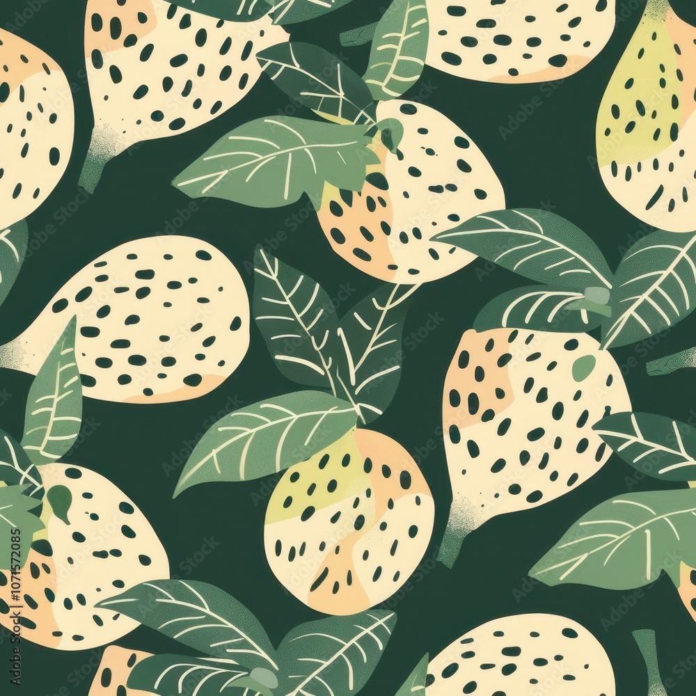 Poster minimal breadfruit pattern for fabric design