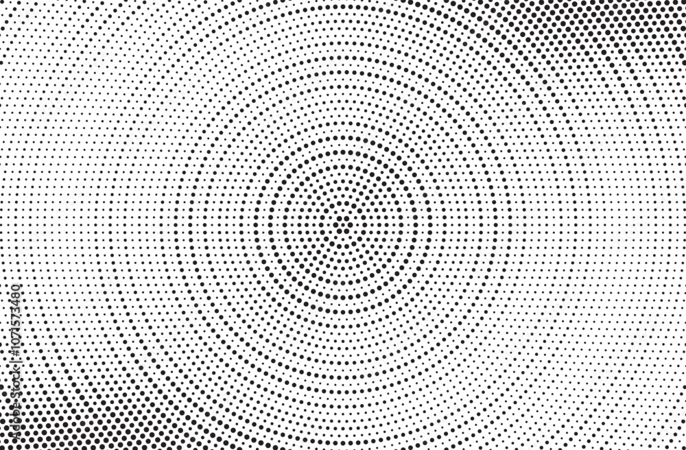 Leinwandbilder radial halftone gradient background. dotted concentric texture with fading effect. black and white c