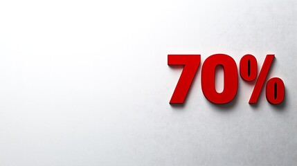 A bold red "70%" appears prominently against a light textured background, suggesting a discount or completion percentage.